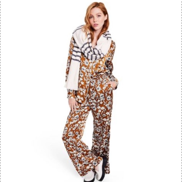 2X 🔖 LA LIGNNE x Target SOLD OUT Women's Floral Button Front Blouse Brown Silky - Picture 10 of 17